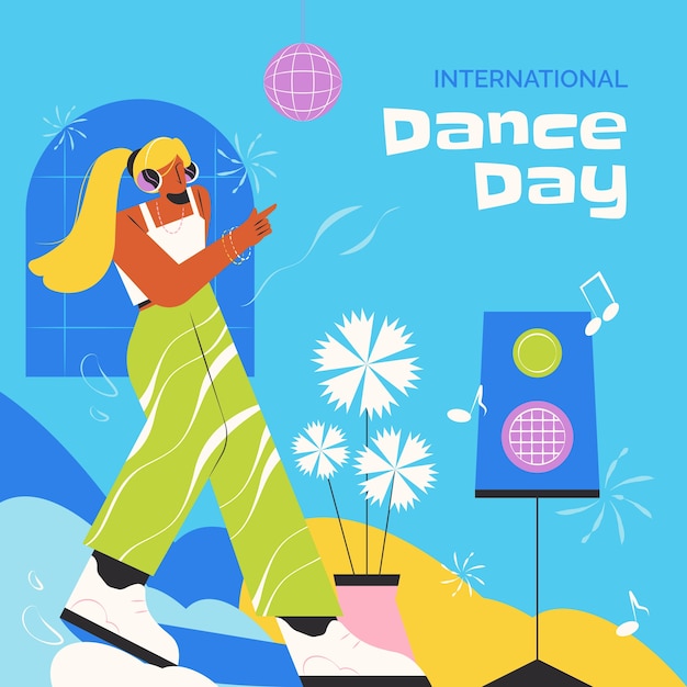 Ilustração do Dia Internacional da Dança Plana