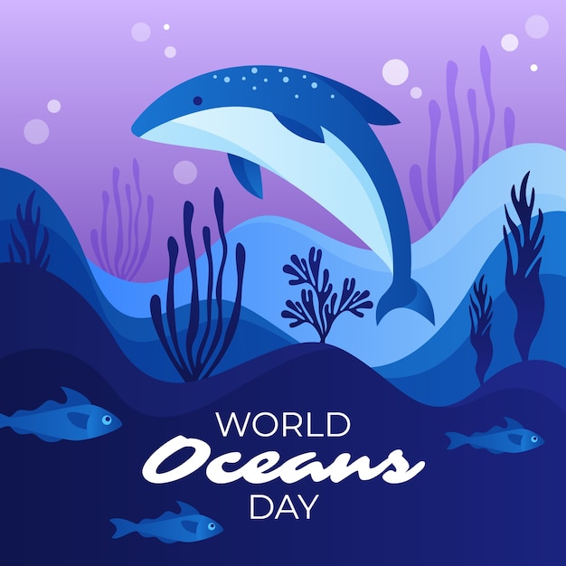 Ilustração do Dia Mundial dos Oceanos com gradiente