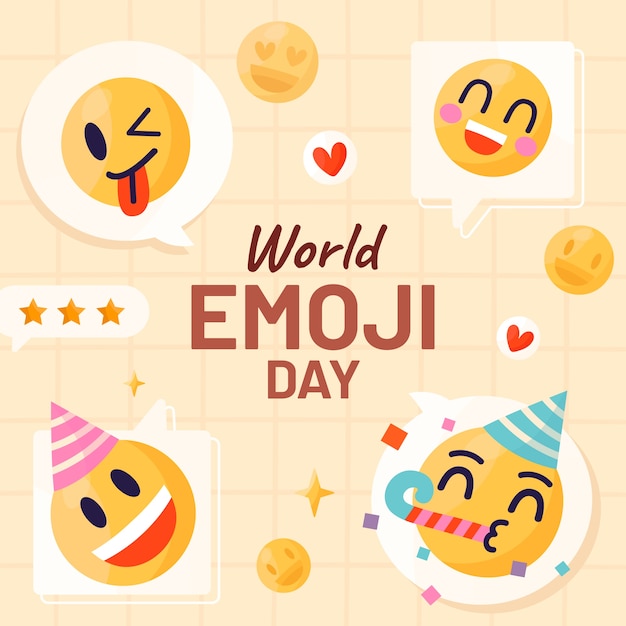 Vetor ilustração do dia mundial emoji desenhada à mão