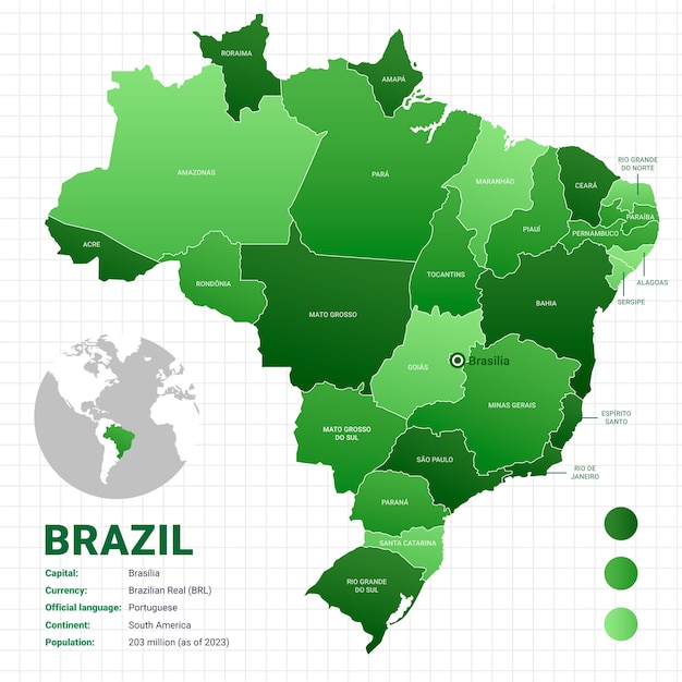 Vetor ilustração do mapa do brasil em gradiente