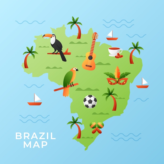 Vetor ilustração do mapa do brasil em gradiente