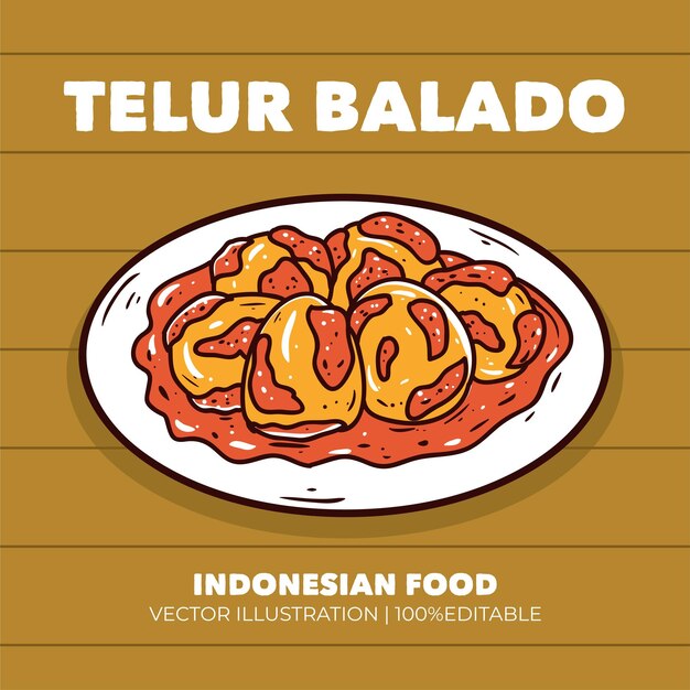 Vetor ilustração do vetor alimentar indonésio telur balado