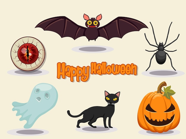 Vetor ilustração em vetor de design de ícone de halloween feliz. elementos de design de halloween