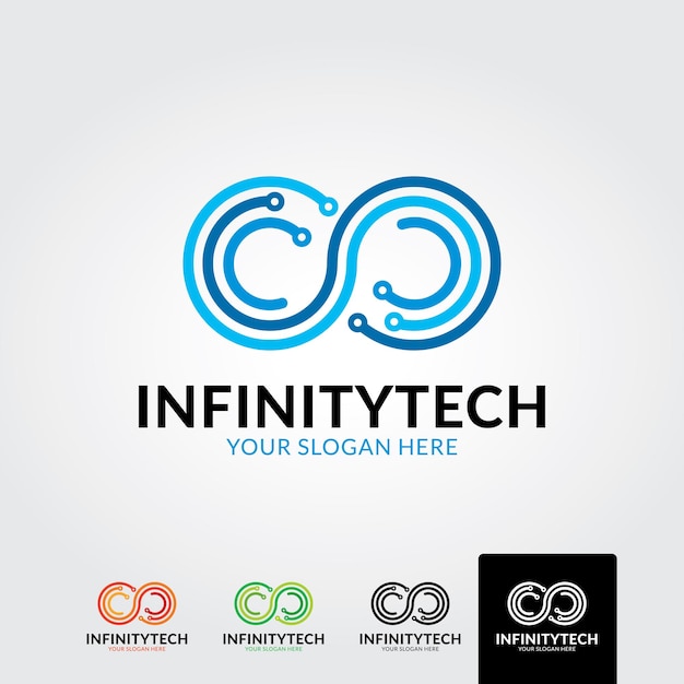 Vetor ilustração em vetor de modelo de logotipo de tecnologia infinita mínima