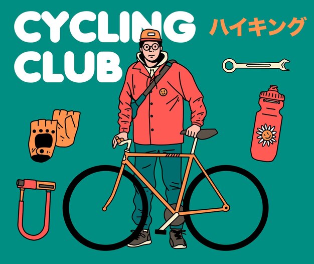 Vetor ilustração em vetor equipamento e equipamento de ciclismo