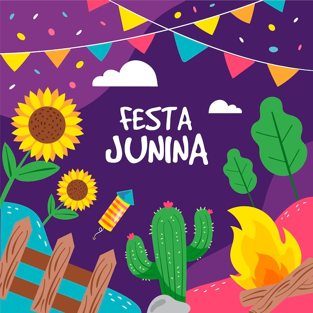 Vetor ilustração orgânica plana festa junina