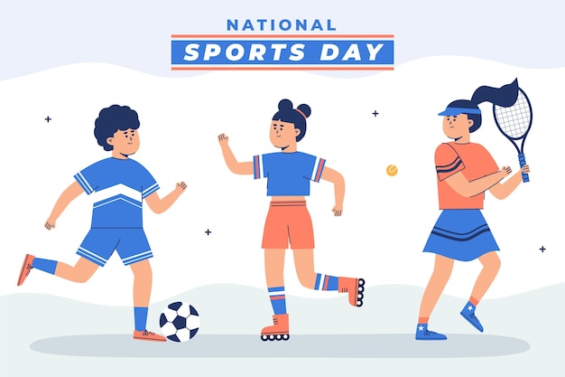 Vetor ilustração plana do dia nacional de esportes