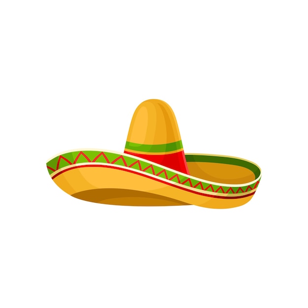 Ilustração vetorial de chapéu sombrero mexicano em um fundo branco