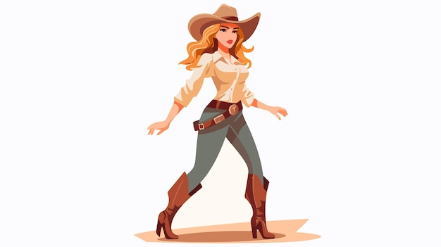 Vetor ilustração vetorial de cowgirl em fundo branco