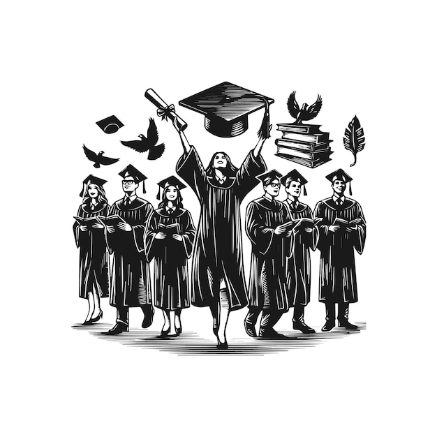 Ilustração vetorial de graduados universitários