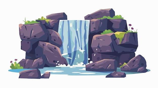 Ilustração vetorial de Serene Waterfall em cascata em piscina