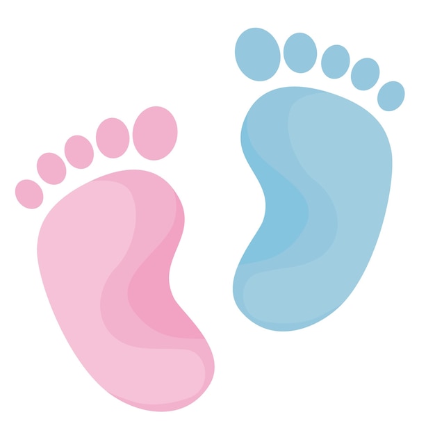 Vetor impressão do pé do bebê cores azul e rosa