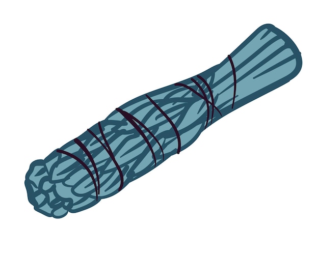 Vetor incenso de ervas para queimar um monte de sálvia branca para manchar e limpar a energia do espaço prática xamânica espiritual dos antepassados ilustração vetorial em fundo branco