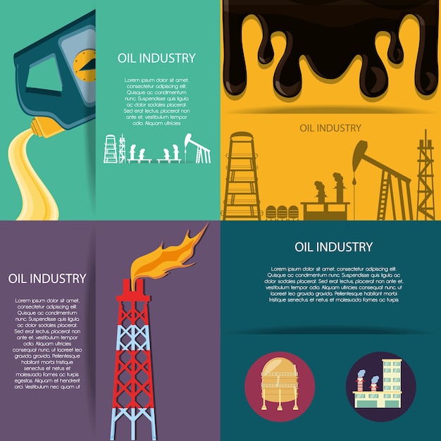 Vetor indústria de petróleo com planta de refinaria