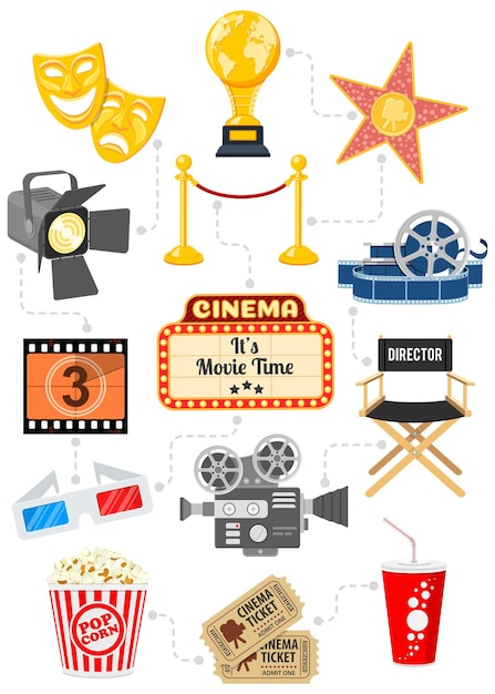 Vetor infografia de cinema e filme