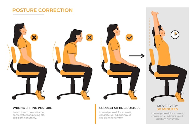 Infográficos de correção de postura plana