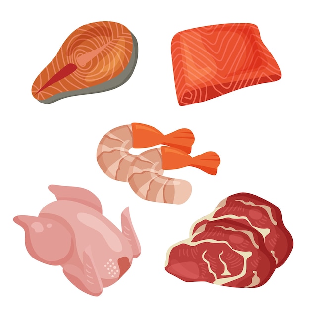 Ingredientes de carne e peixe