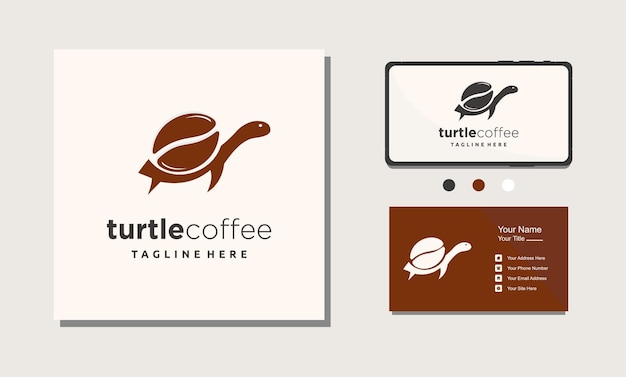 Inspiração de design de logotipo marrom de feijão de café de tartaruga