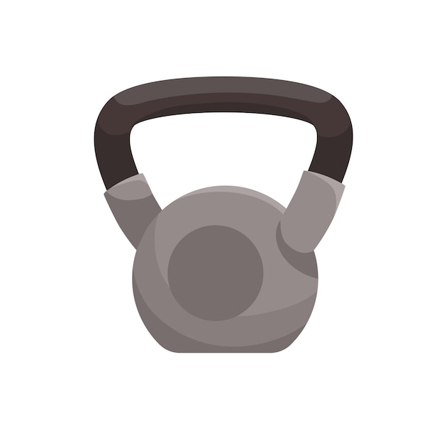 Kettlebell pesado com alça. Sino de chaleira para exercícios com pesos livres. Equipamento esportivo para treinamento em casa, academia e clube esportivo. Ilustração em vetor plana colorida isolada no fundo branco.