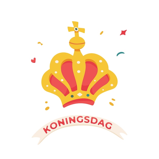 Vetor koningsdag crown.happy king's day na holanda.