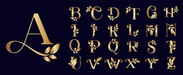 letras de conjunto de cosméticos de ouro de logotipos