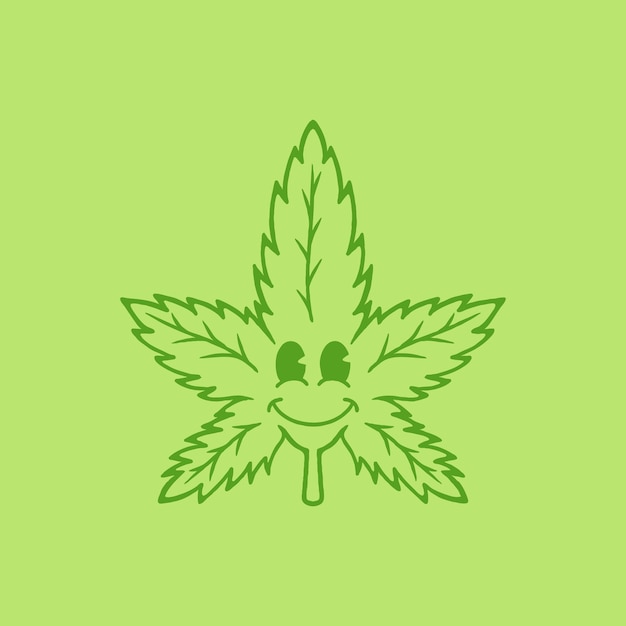 Logo de desenho animado de cannabis desenhado à mão