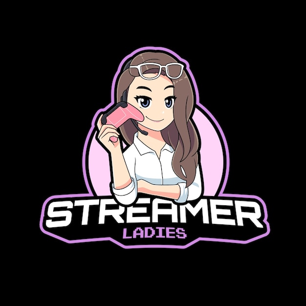 Vetor logotipo da beauty streamer lady esport