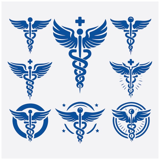 Vetor logotipo da coleção de símbolos caduceus