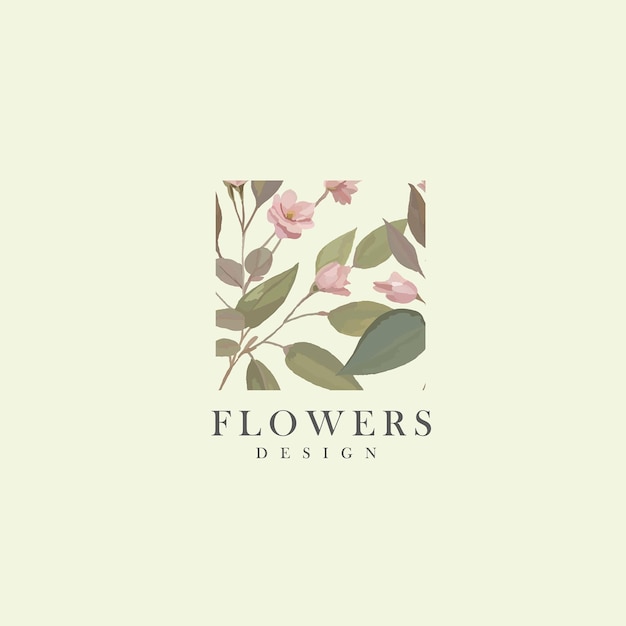 Vetor logotipo de flores rosa aquarela