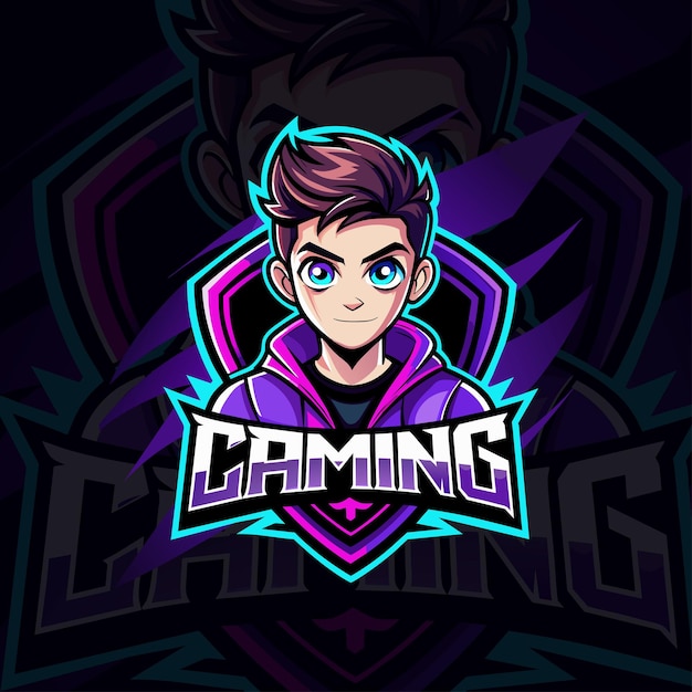 Vetor logotipo de jogo de esporte boy streamer com emblema