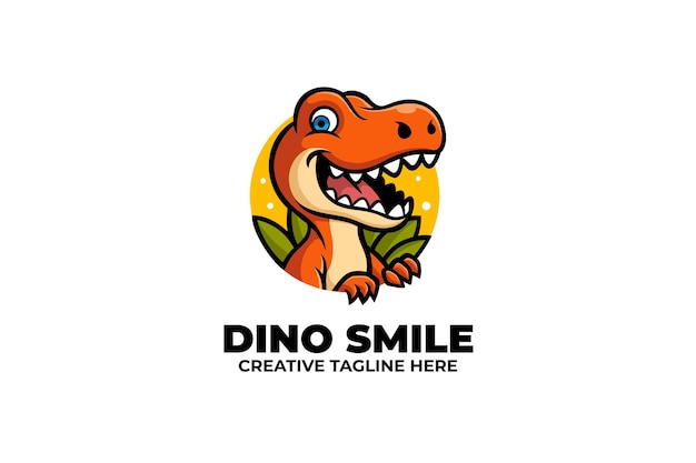 Logotipo do alegre mascote do dinossauro