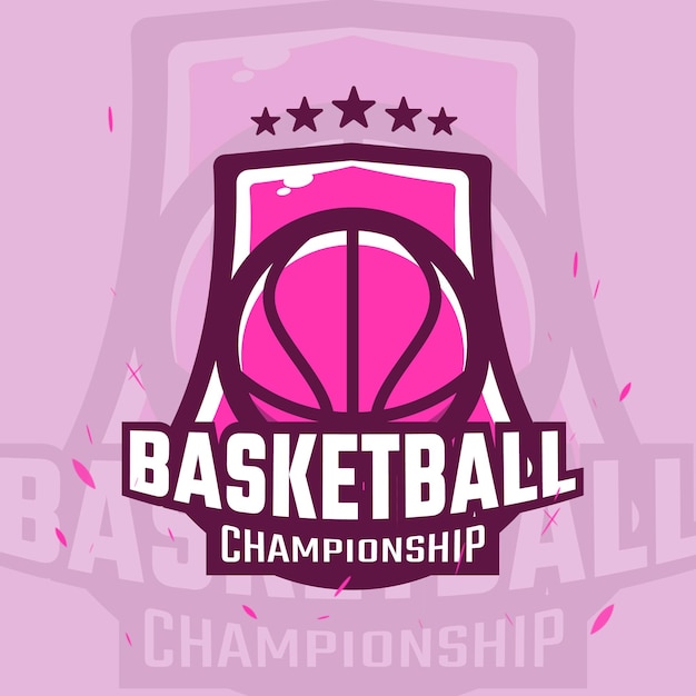 Logotipo do esporte do campeonato de basquete em rosa