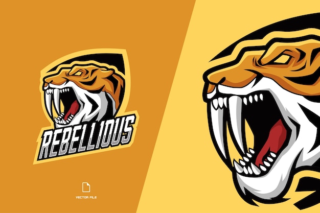 Logotipo do jogo do mascote do tigre irritado para a equipe esportiva