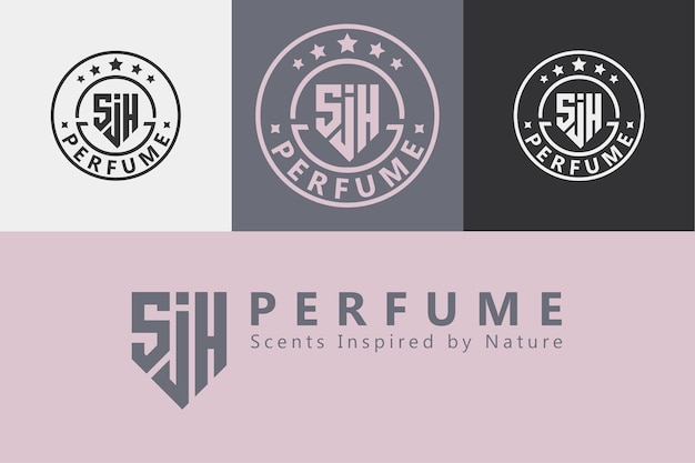 logotipo do monograma sjh logotipos da marca de perfume logotipo do alfabeto marca de moda