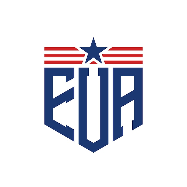 Vetor logotipo eua patriótico com estrela e cinturões de bandeira americana letra logotipo eua com bandeira dos estados unidos