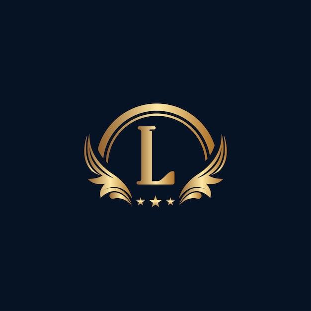 luxo letra L logotipo estrela de ouro real