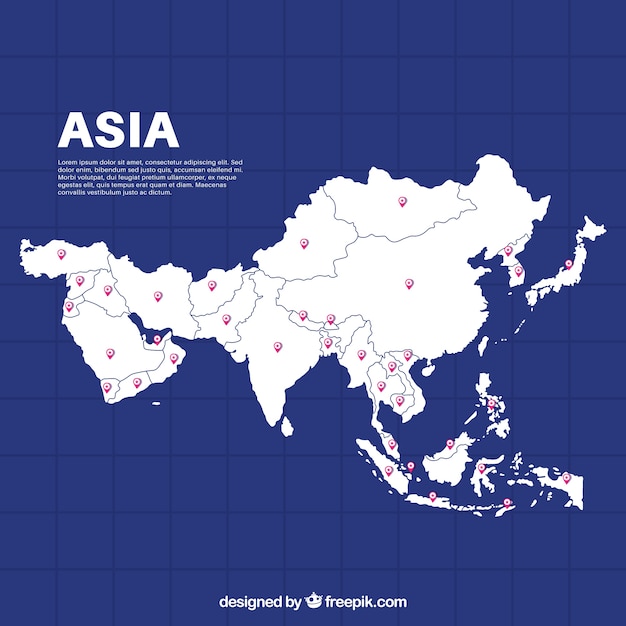 Vetor mapa, de, ásia, em, apartamento, estilo