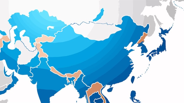 Vetor mapa detalhado da china mostrando fronteiras e divisões administrativas