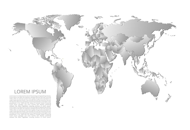 Mapa do mundo Imagem vetorial de um mapa global de países do mundo Fácil de editar