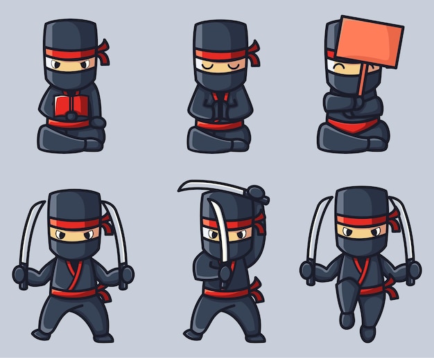 Vetor mascote do personagem ninja fofo