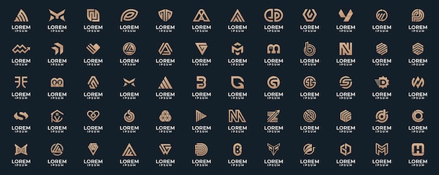 Vetor mega coleção de logos abstratos conceito de design abstrato para marca com gradiente dourado