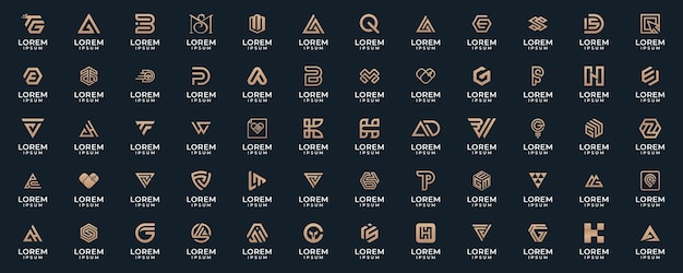 Vetor mega coleção de logos abstratos conceito de design abstrato para marca com gradiente dourado