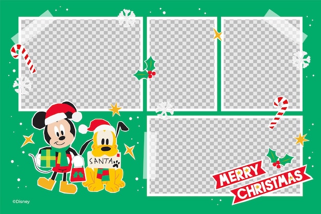 Mickey Mouse e Amigos Cute Colagem de Fotos de Natal