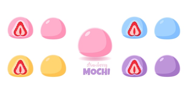 Vetor mochi com frutas