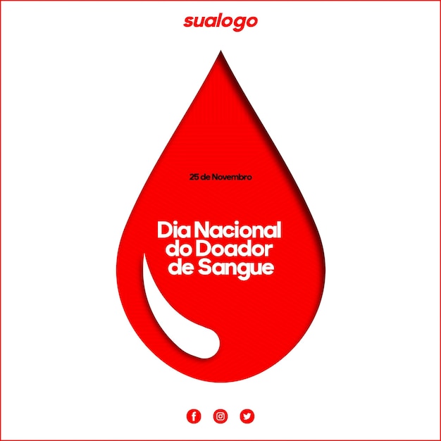 Vetor modelo de banner moderno do mês nacional do doador de sangue do brasil