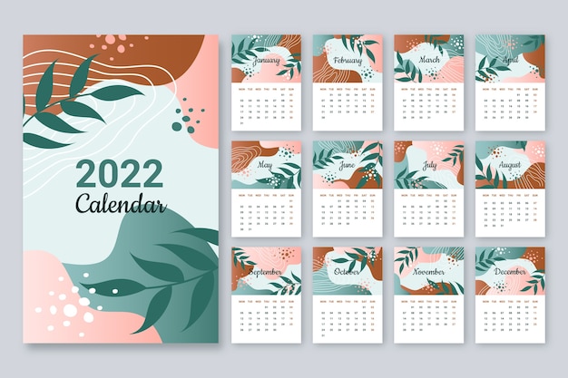 Modelo de calendário gradiente 2022