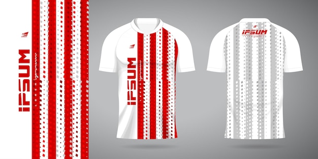 modelo de design de camisa de uniforme esportivo de camisa branca vermelha