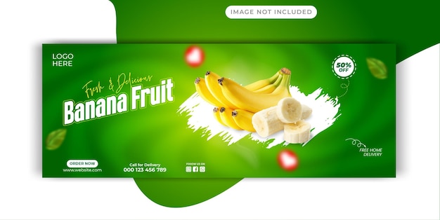 Modelo de design de capa de mídia social de fruta de banana para super venda de verão