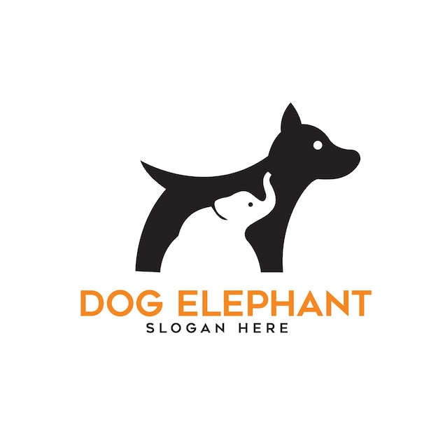 Modelo de Design de Logotipo de Espaço Negativo de Elefante de Cão para o Seu Negócio