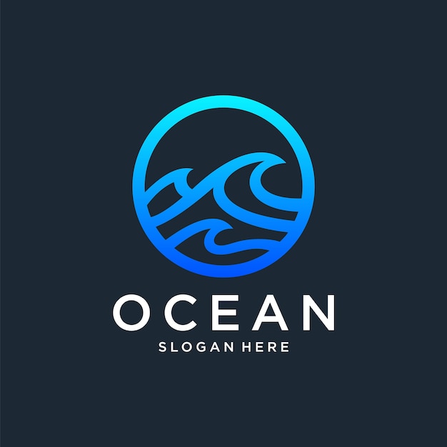 modelo de design de logotipo de ondas do mar